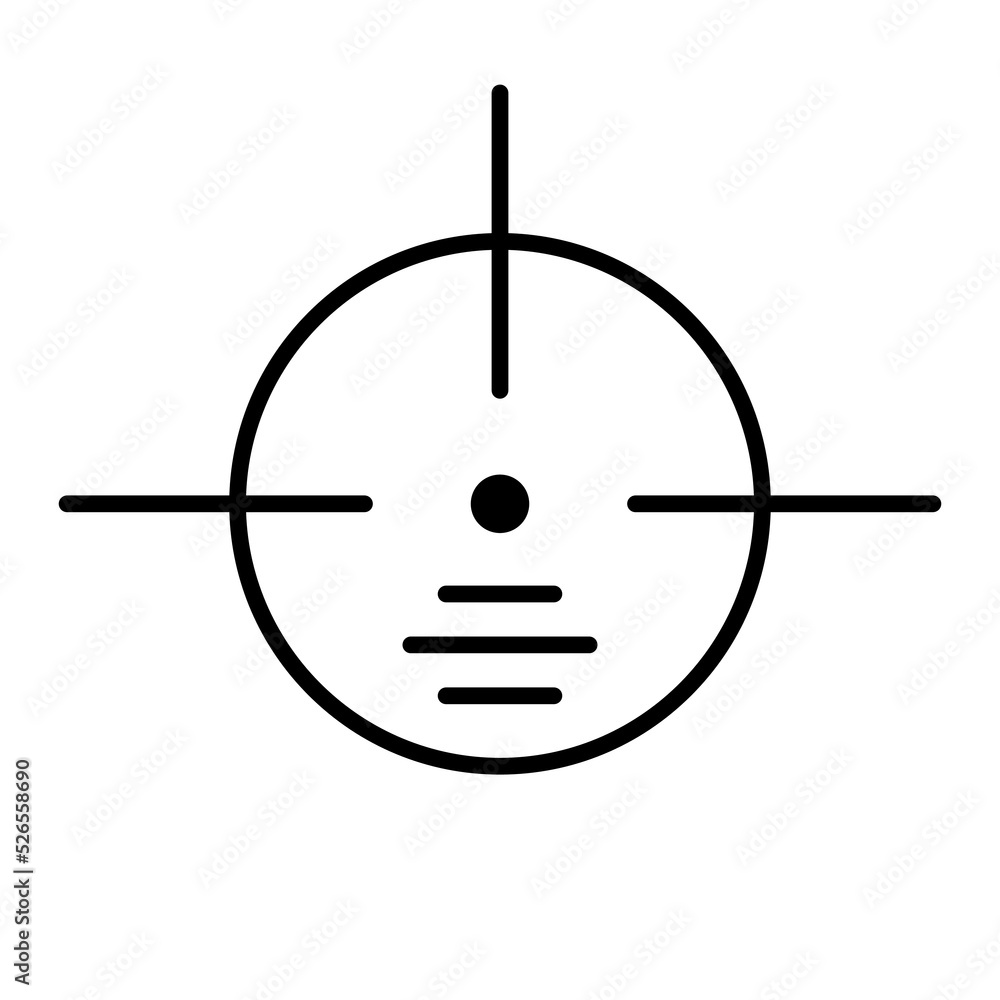 Target and aim icon. Game sign. Focus symbol. Vector isolated on white background. Target and aim icon. Game sign. Focus symbol. Vector isolated on white background.