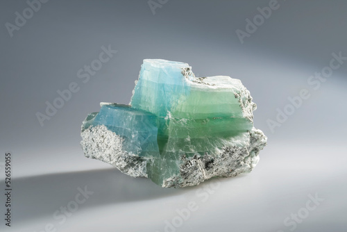 Brucite (hydroxide class) mineral magnesium hydroxide, fused green blue crystals. Museum Mineral Series. Mineralogical sample