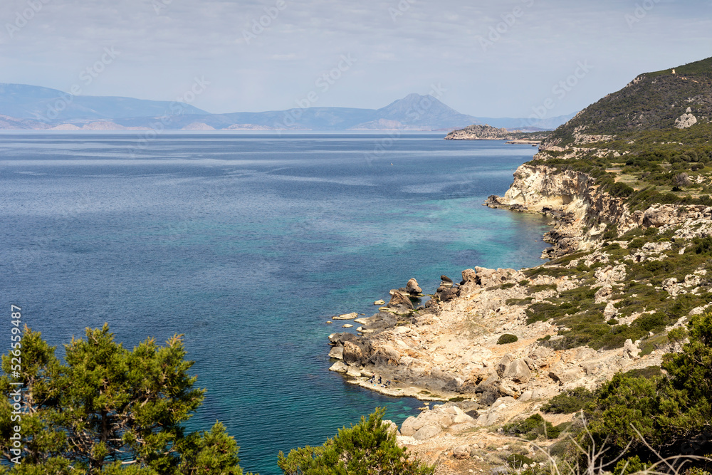The panoramic view of the mountains and sea (prefecture of Corinthia, Greece).