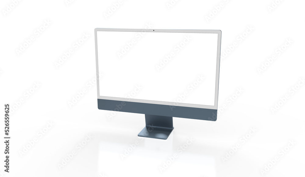 Computer display with blank white screen 3d Computer display with blank white screen 3d
