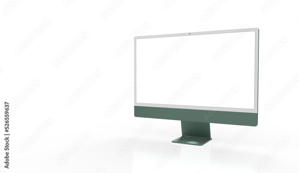 Computer display with blank white screen 3d Computer display with blank white screen 3d