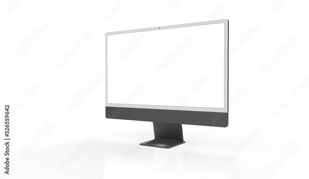 Trendy realistic thin frame monitor mock up with blank white screen Trendy realistic thin frame monitor mock up with blank white screen