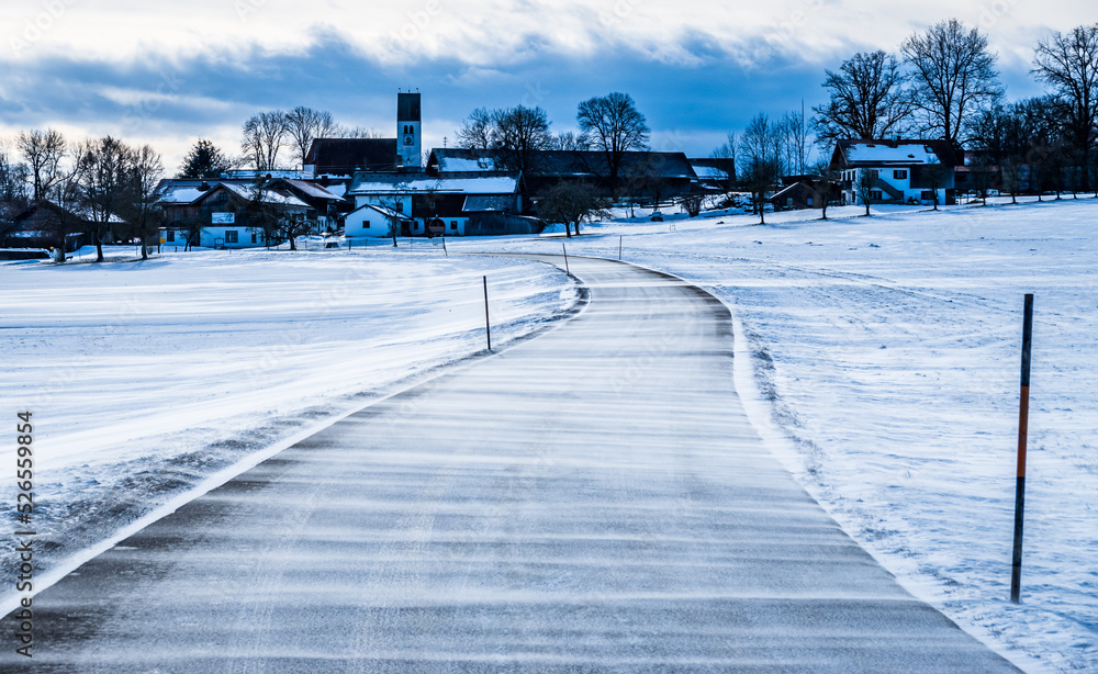 country road in winter - snow