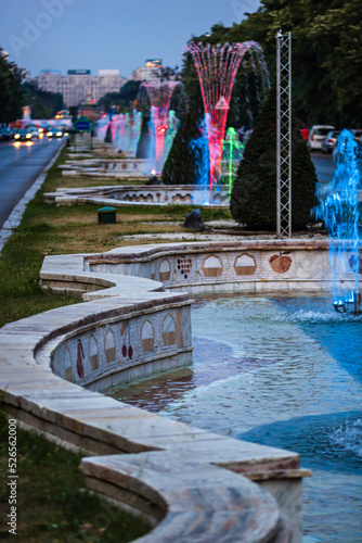 Unirii central city fountain in Bucharest, capital of Romania photo