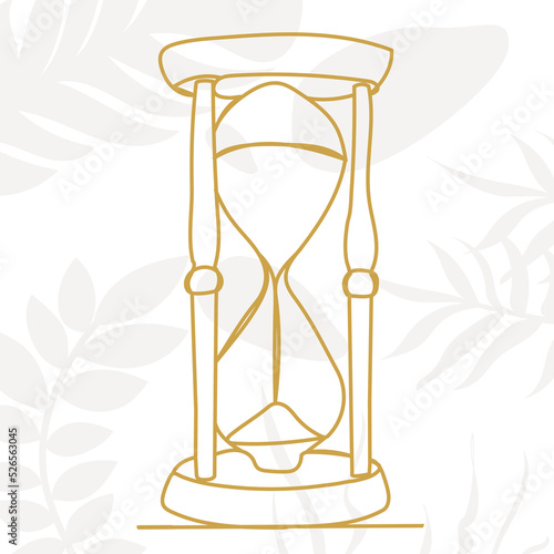 hourglass drawing by one continuous line, vector