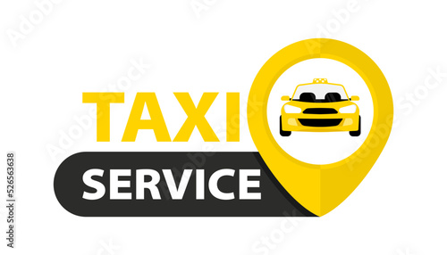 Taxi service badge. Taxi map pointer. Vector icon for business and advertising. Public transport design