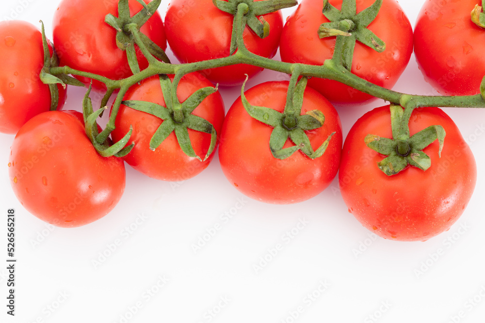 Fresh vegetable, red cherry tomato isolated on white background, food concept, copy space. Fresh vegetable, red cherry tomato isolated on white background, food concept, copy space.