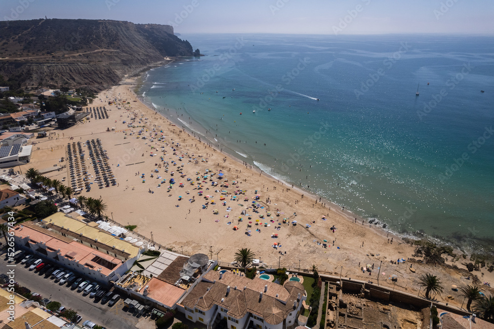 Drone Aerial Praia Da Luz Beach Lagos Portugal Algarve Drone Aerial Praia Da Luz Beach Lagos Portugal Algarve