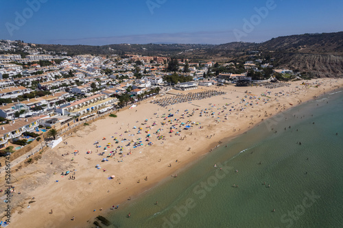 Drone Aerial Praia Da Luz Beach Lagos Portugal Algarve © Sam Foster