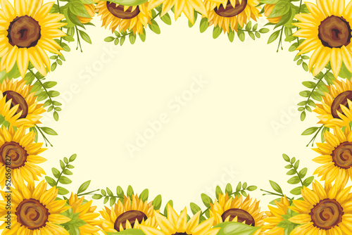Frame decorated with sunflowers and various plants.