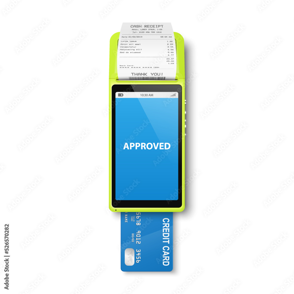Vector 3d NFC Payment Machine with Approved Status, Credit Card, Receipt Isolated. Wi-fi, Wireless Payment. POS Terminal, Machine Design Template of Bank Payment Contactless Terminal, Mockup. Top VIew Vector 3d NFC Payment Machine with Approved Status, Credit Card, Receipt Isolated. Wi-fi, Wireless Payment. POS Terminal, Machine Design Template of Bank Payment Contactless Terminal, Mockup. Top VIew