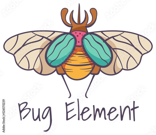 Magic symbol esoteric bug insect doodle line art concept. Vector graphic design illustration