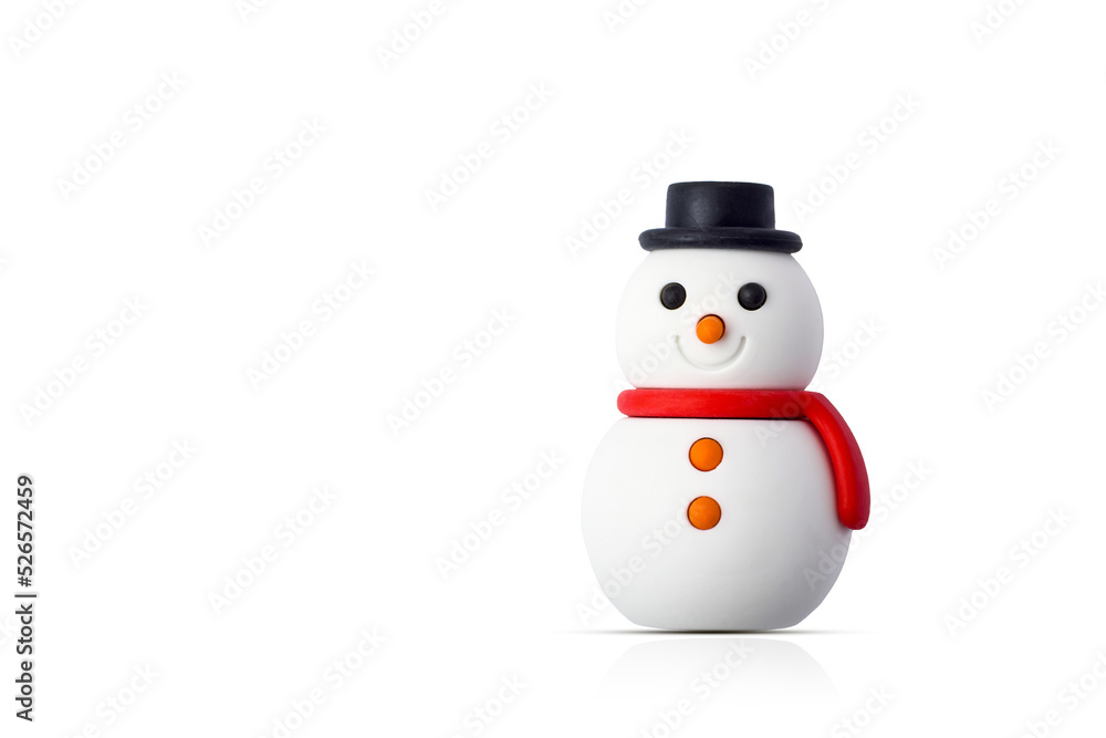 Snowman isolated on white background with shadow and reflection Snowman isolated on white background with shadow and reflection