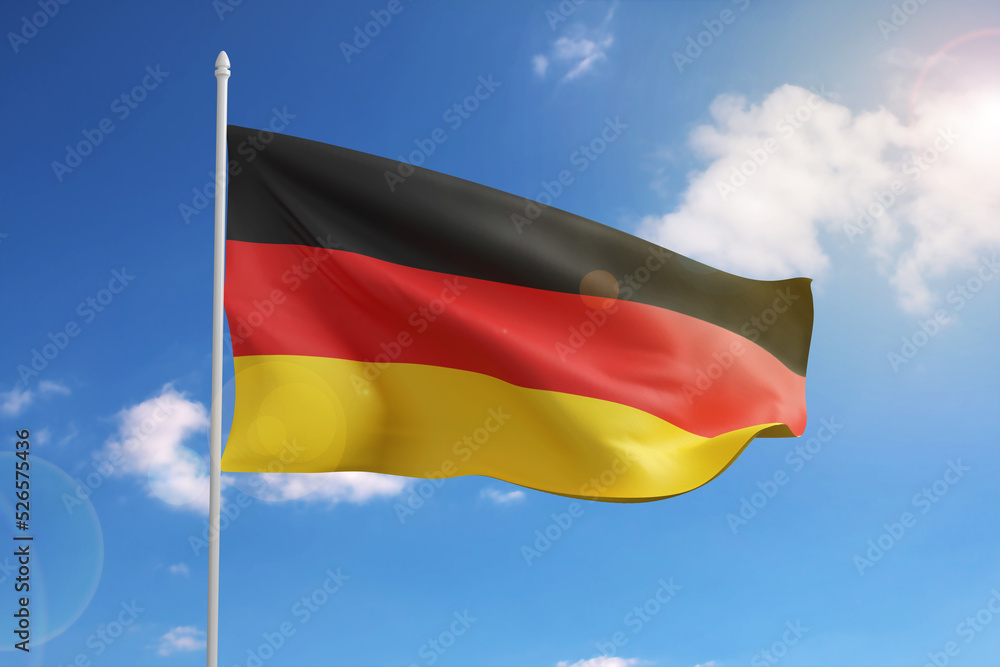 Flag of Germany on blue sky. 3d illustration. Flag of Germany on blue sky. 3d illustration.