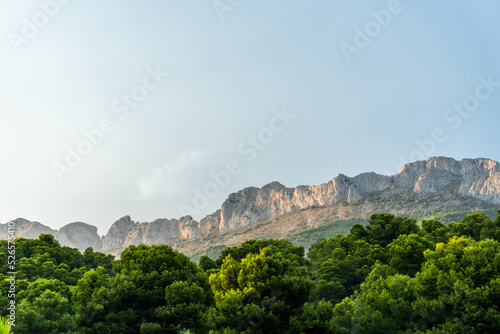 Mountain covered with stormy clouds  in Bernia  Alicante  Spain .