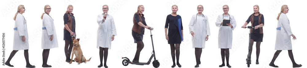 collage of a woman in full growth displaying many professions