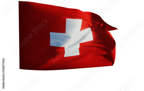 3D 4K wehende National Fahne Flagge Land Wahrzeichen Schweiz