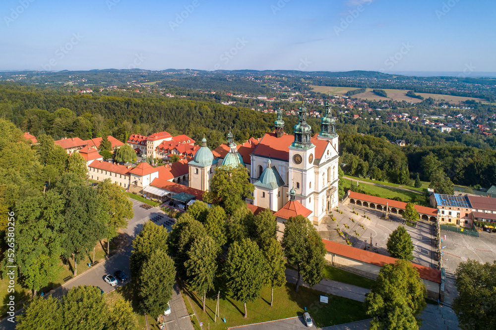 Kalwaria Zebrzydowska in Poland. Church, monastery and Calvary