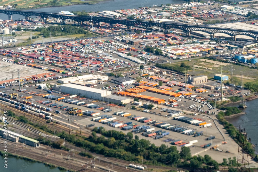 Aerial view of the port of Newark showing the shipping Chanels of Port Elizabeth and Port Newark.