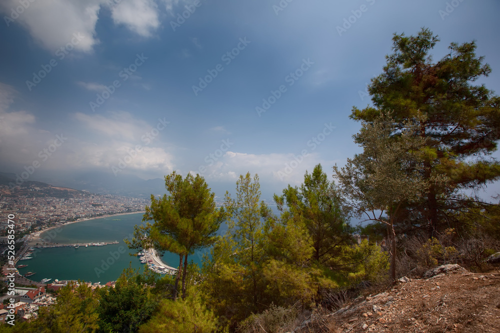 View of the city of Alanya and the sea from above, Turkey