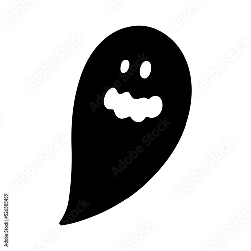 A creepy ghost with a funny face on a white background