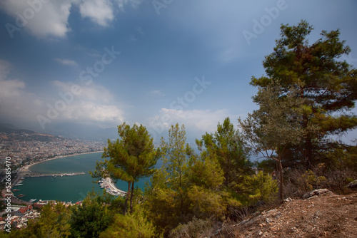 View of the city of Alanya and the sea from above, Turkey