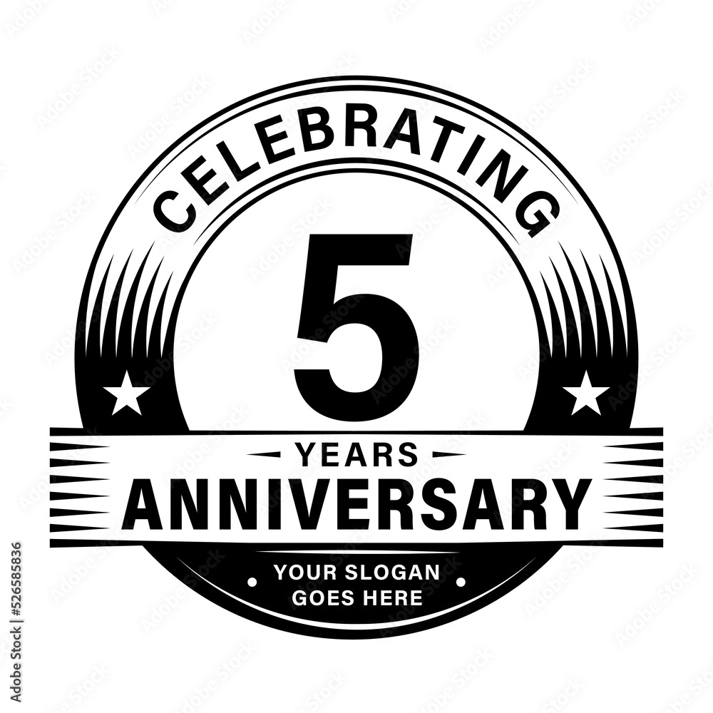 5 years anniversary celebration design template. 5th logo vector illustrations.
5 years anniversary celebration design template. 5th logo vector illustrations.