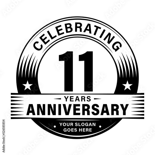 11 years anniversary celebration design template. 11th logo vector illustrations.
