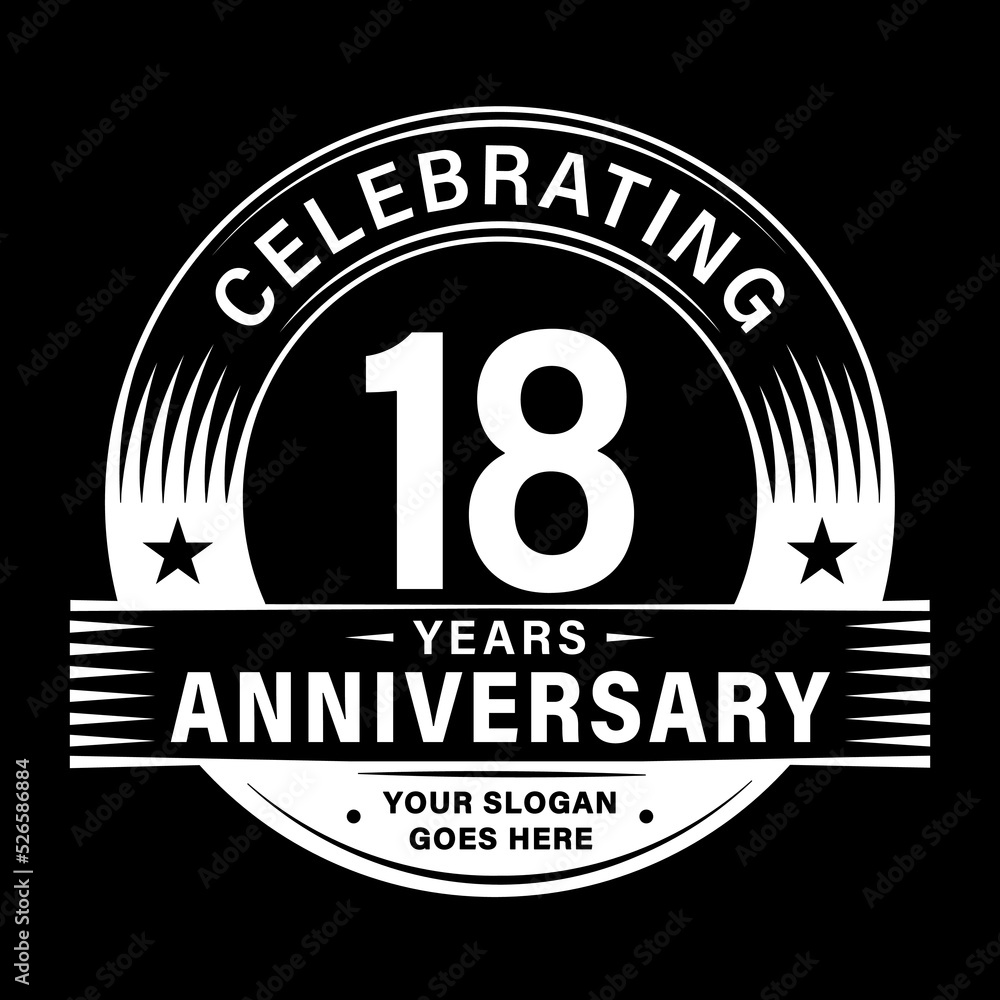 Fototapeta premium 18 years anniversary celebration design template. 18th logo vector illustrations. 