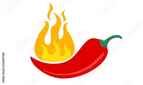 Vector icon of red chilli pepper. Extra spicy food.