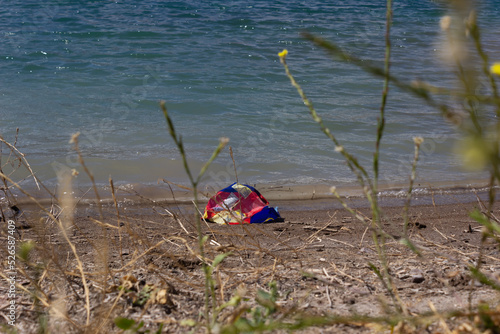 Plastic bag by the river.