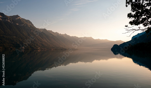 Mount Augstmatthorn at sunrise. Lake Brienzersee, Switzerland. photo