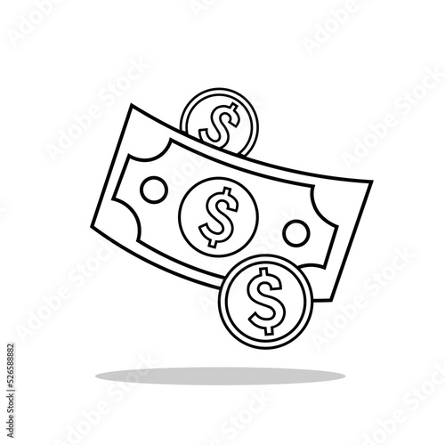 Vector Stack of cash money, Dollar Cent and dollar bill outline icon. USD logo illustration Money simple line icon Design Vector EPS 10 Icon Linear style sign, for mobile ui concept app and web design