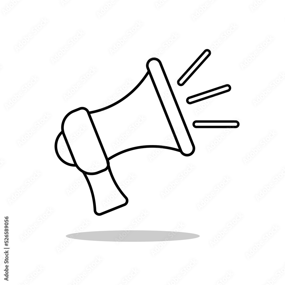 Black and White Vector Loudspeaker icons set in outline style. Flat vector illustration design. Speaker, Megaphone. Advertising and promotion symbol. Social media, multimedia, and marketing concept Black and White Vector Loudspeaker icons set in outline style. Flat vector illustration design. Speaker, Megaphone. Advertising and promotion symbol. Social media, multimedia, and marketing concept