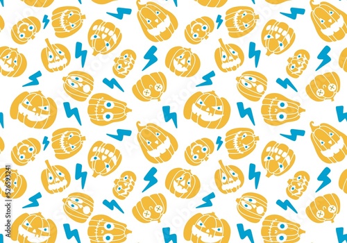Halloween seamless pumpkins and witch hat and ghost pattern for fabrics and wrapping paper and clothes print