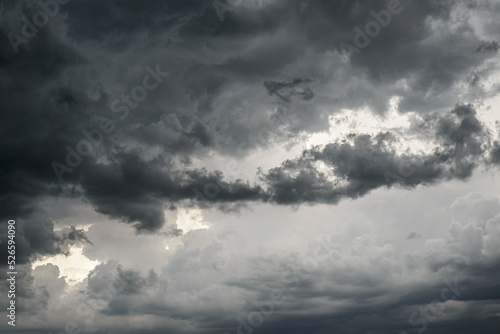 Dark dramatic sky with black storm clouds.