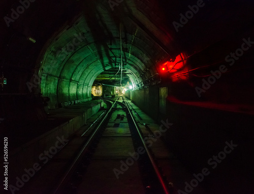 Photography Light Rail Transit Line 5 Tracks and Tunnel