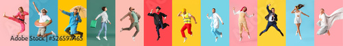 Collage of jumping young pe...