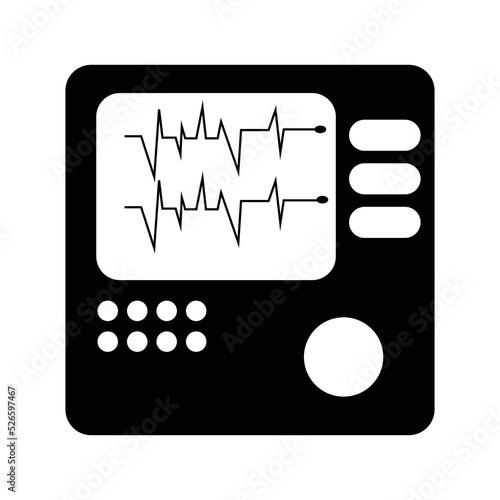 Icu monitor scene heart pulse icon | Black Vector illustration |