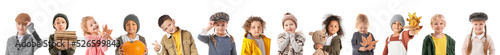 Set of little children in a...