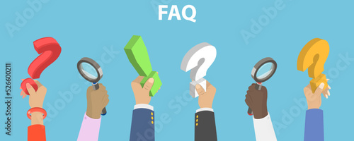 3D Isometric Flat Vector Conceptual Illustration of FAQ, Frequently Asked Questions