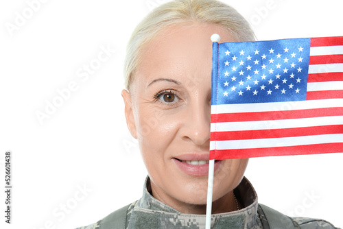 Mature female soldier with ...