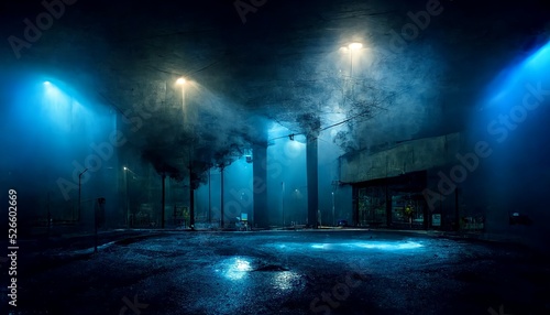 Dark street. Abstract dark blue background