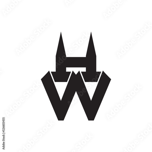 HW letter with twin tower logo design vector
