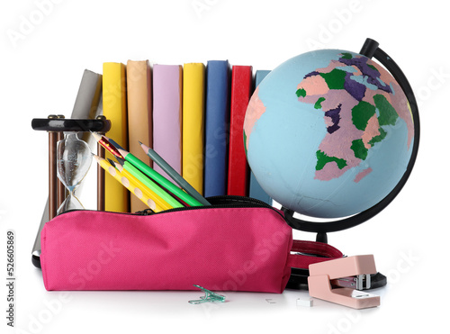 Pink pencil case with schoo...