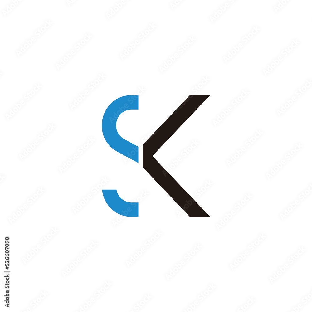 letter sk linked slice simple logo vector letter sk linked slice simple logo vector