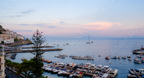 sunset over the harbor