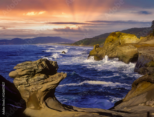 View from the headland at Cape Kiwanda on the north Oregon coast at Pacific city, Oregon