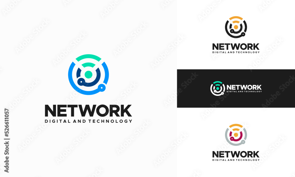 Digital Signal Logo designs concept vector, Network Technology logo