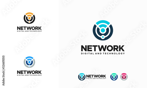Digital Signal Logo designs concept vector, Network Technology logo symbol Illustration